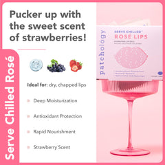 Patchology Serve Chilled Rosé Gel Lip Mask, parfum fraise frais et agréable.