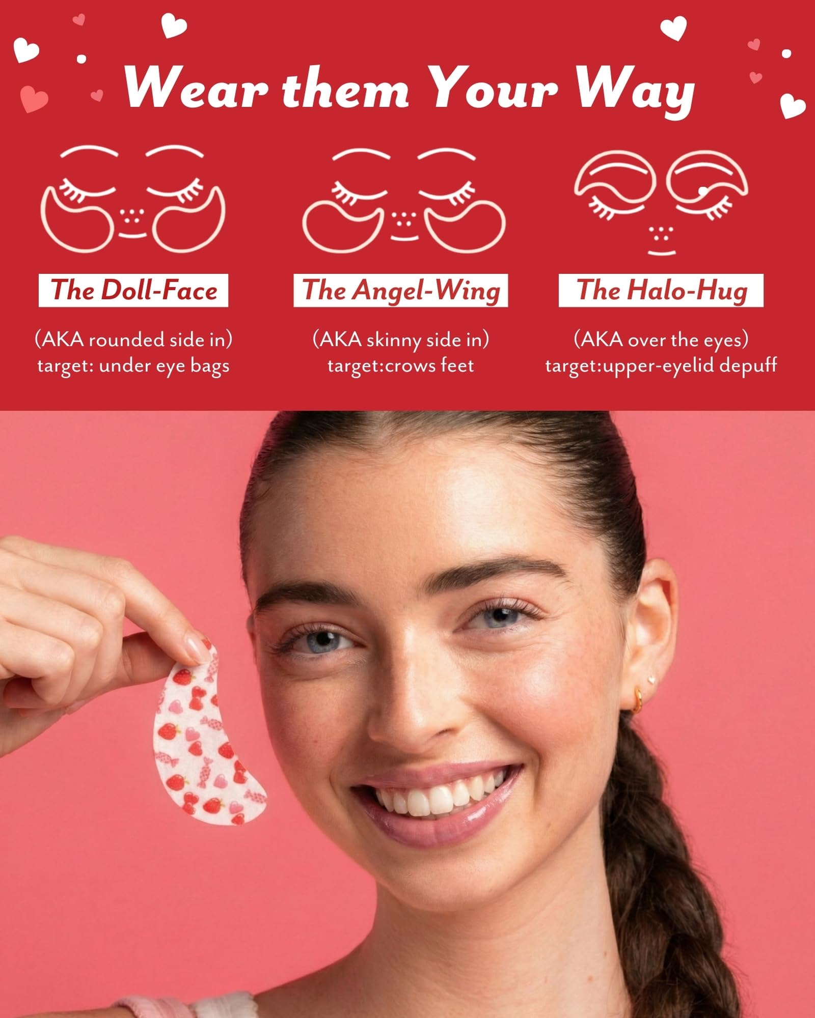 Patchology patches with strawberry extract nourish the under-eye area with a pleasant scent.