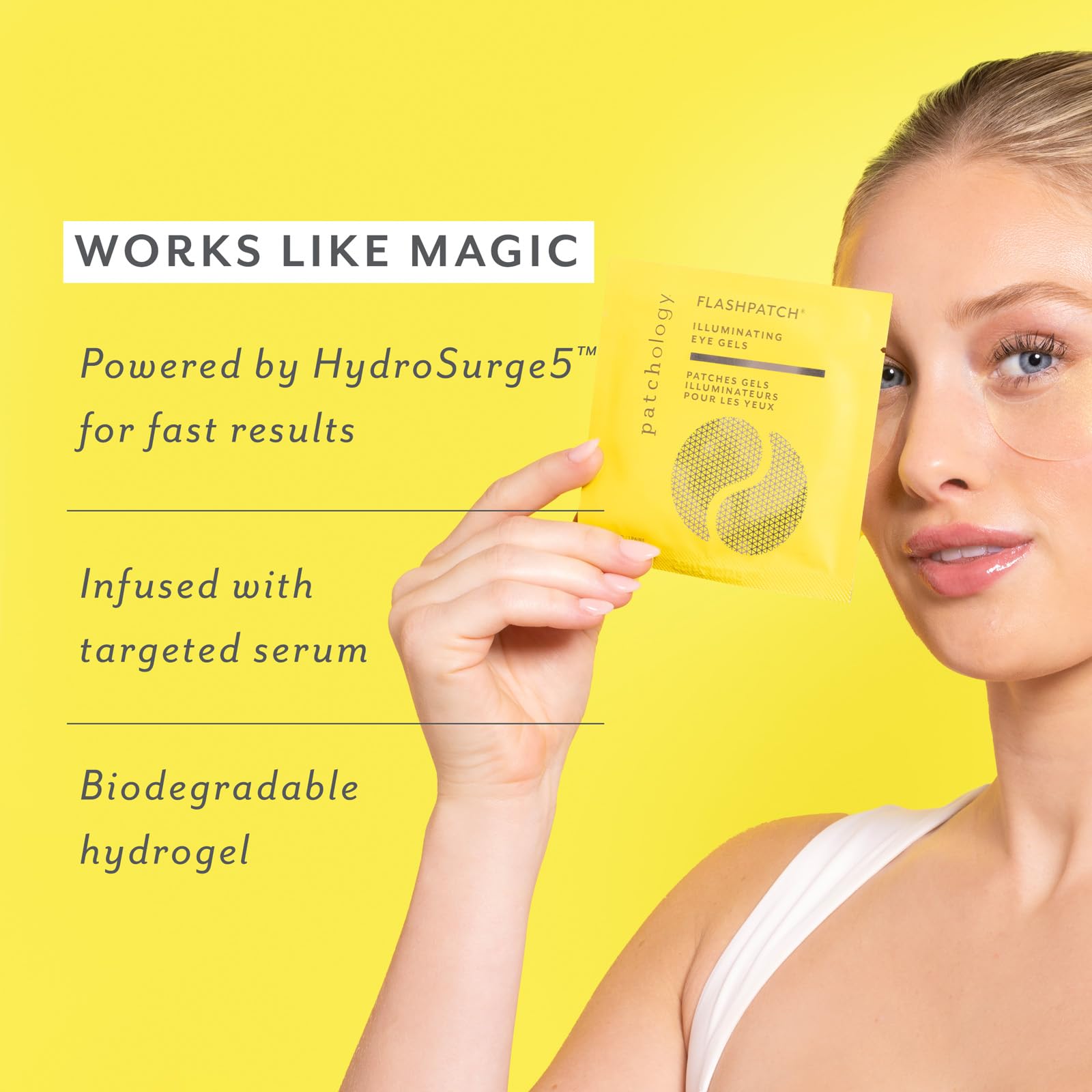 Patchology vitamine C autour des yeux pour un éclat lumineux.