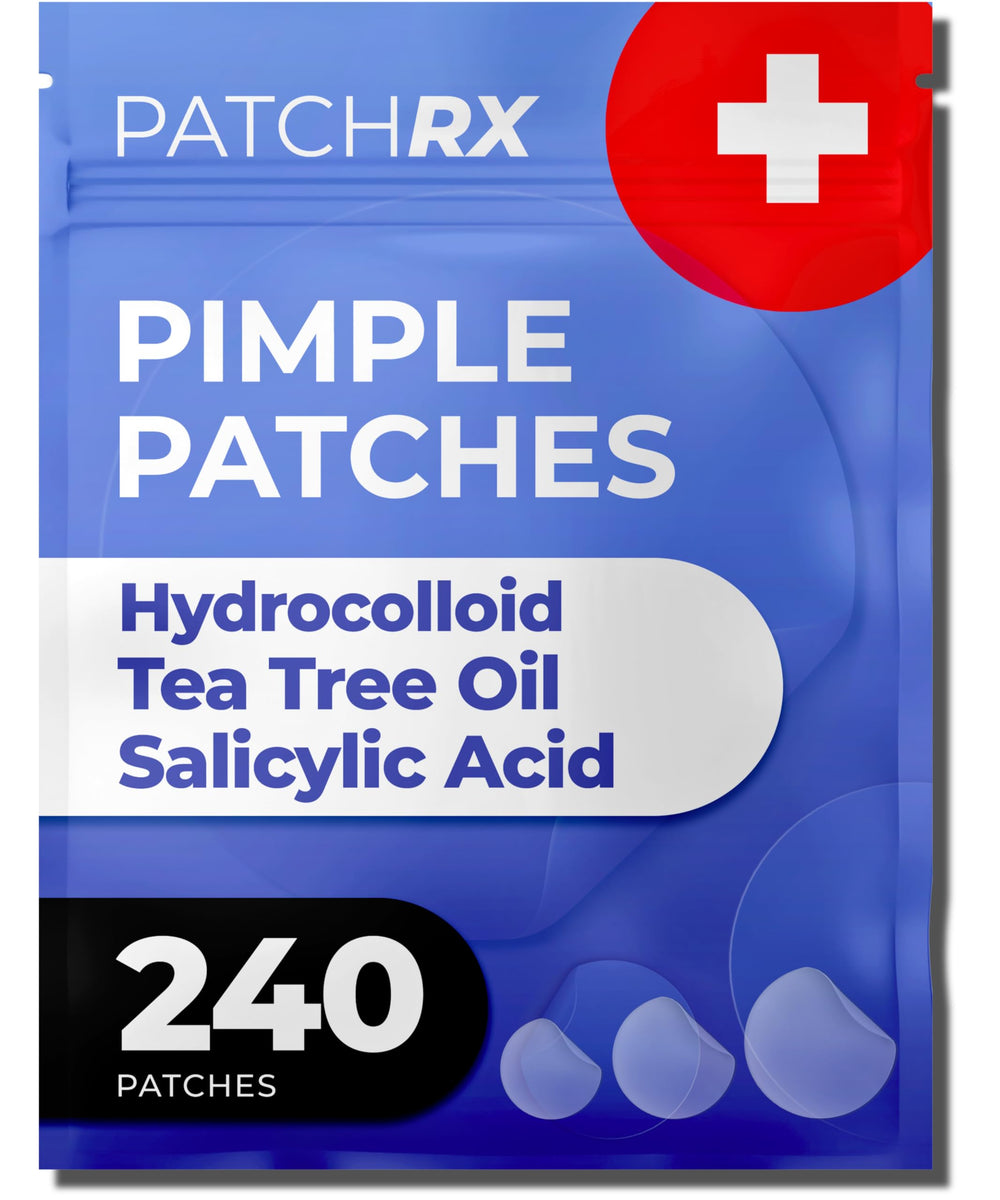 PatchRx emballage clair montrant les pansements hydrocolloïdes pour boutons.