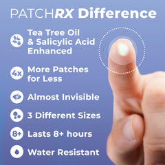 PatchRx patch hydrocolloïde absorbe l'excès et protège autour du bouton.