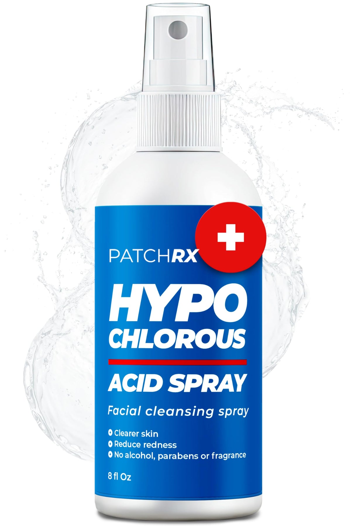PatchRx spray acide hypochloreux pour le visage, action ciblée contre les bactéries.