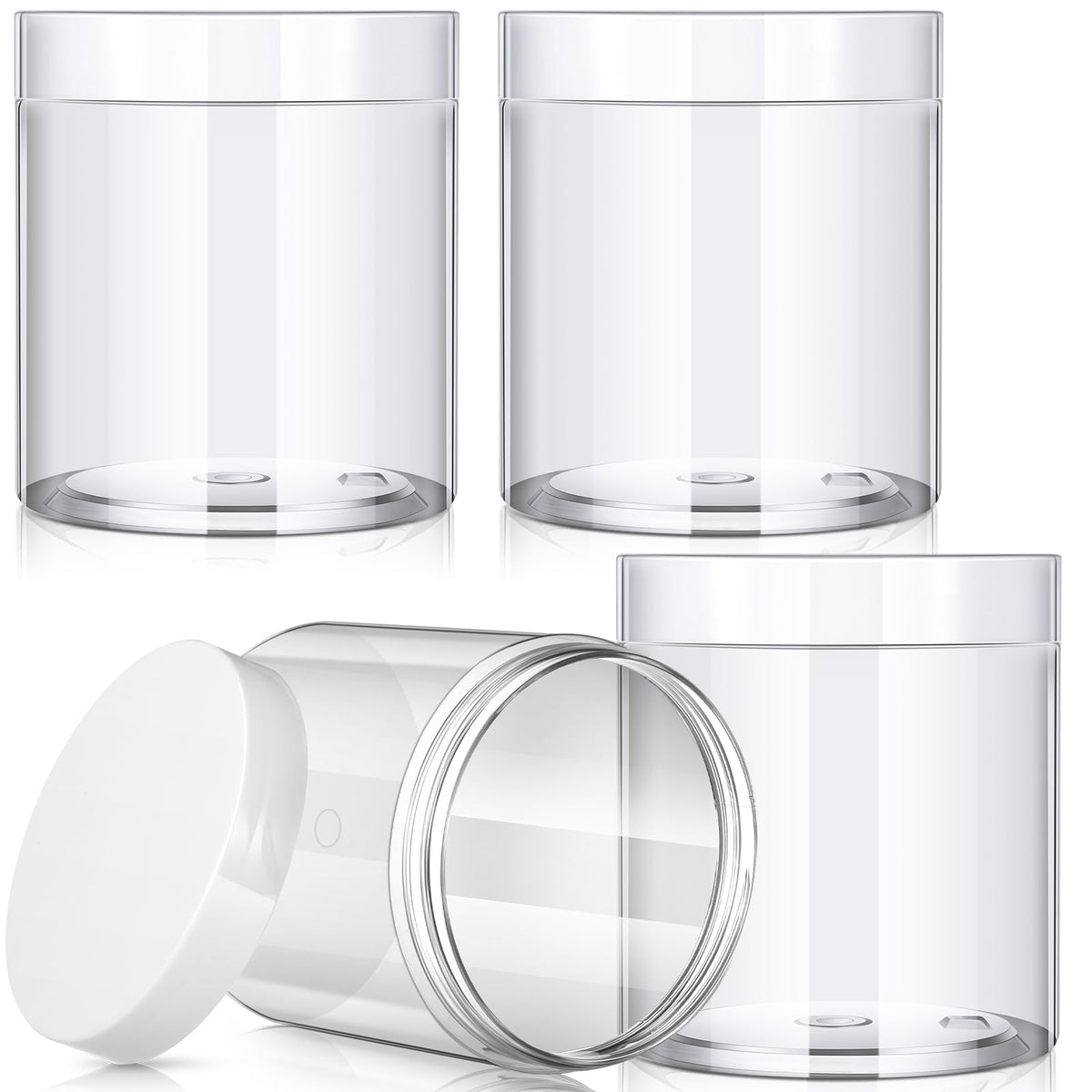 Pot Patelai en plastique à bouche large et couvercle blanc, pratique pour remplir des cosmétiques.