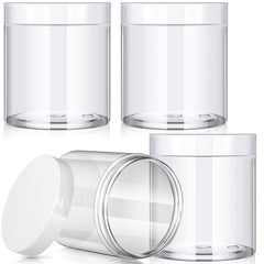 Pot Patelai en plastique à bouche large et couvercle blanc, pratique pour remplir des cosmétiques.