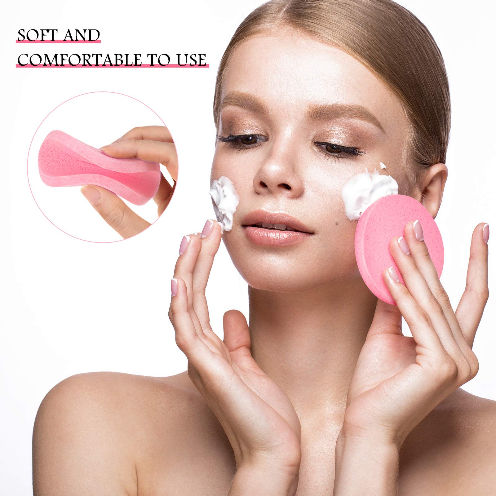 Patelai éponge visage exfoliation légère rose pour peau fraîche