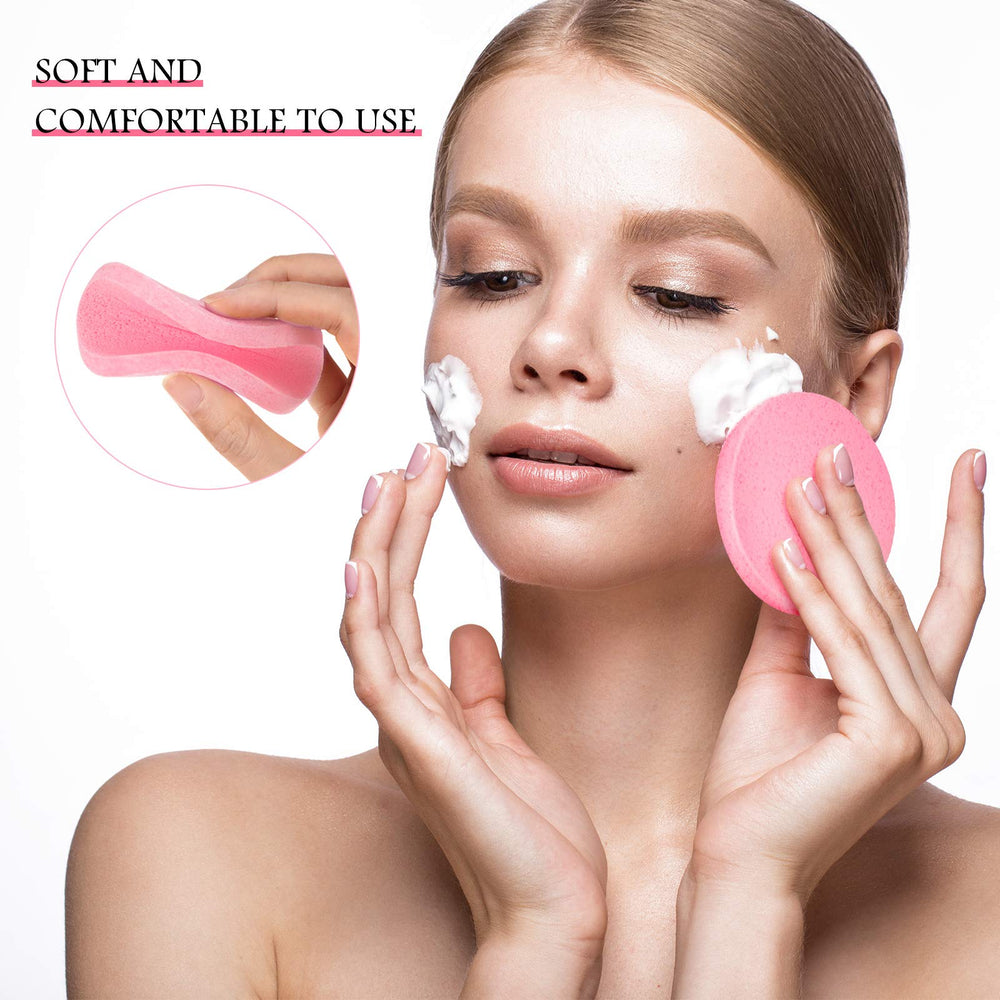 Patelai éponge visage exfoliation légère rose pour peau fraîche
