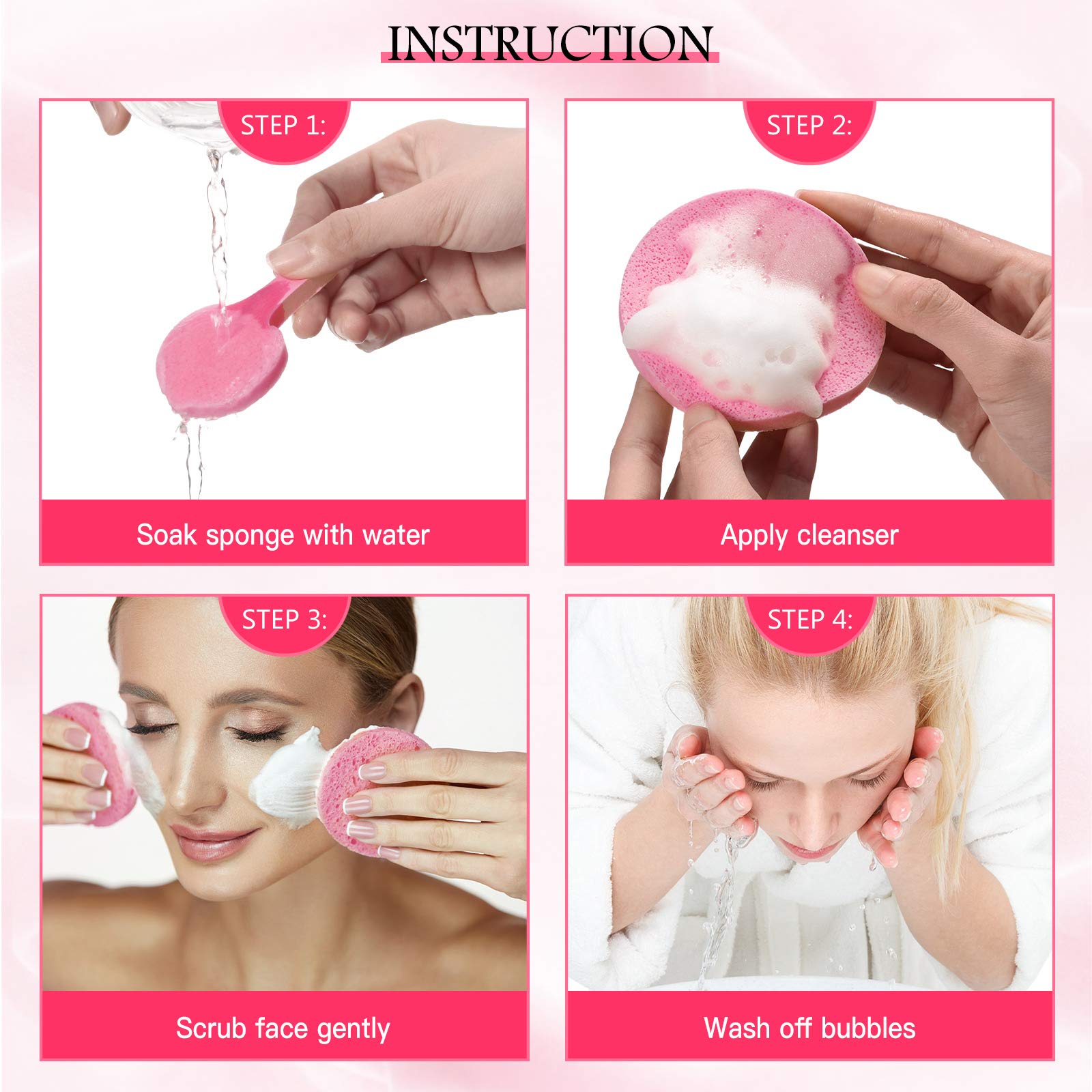 Patelai éponge visage nettoyage doux rose retire impuretés
