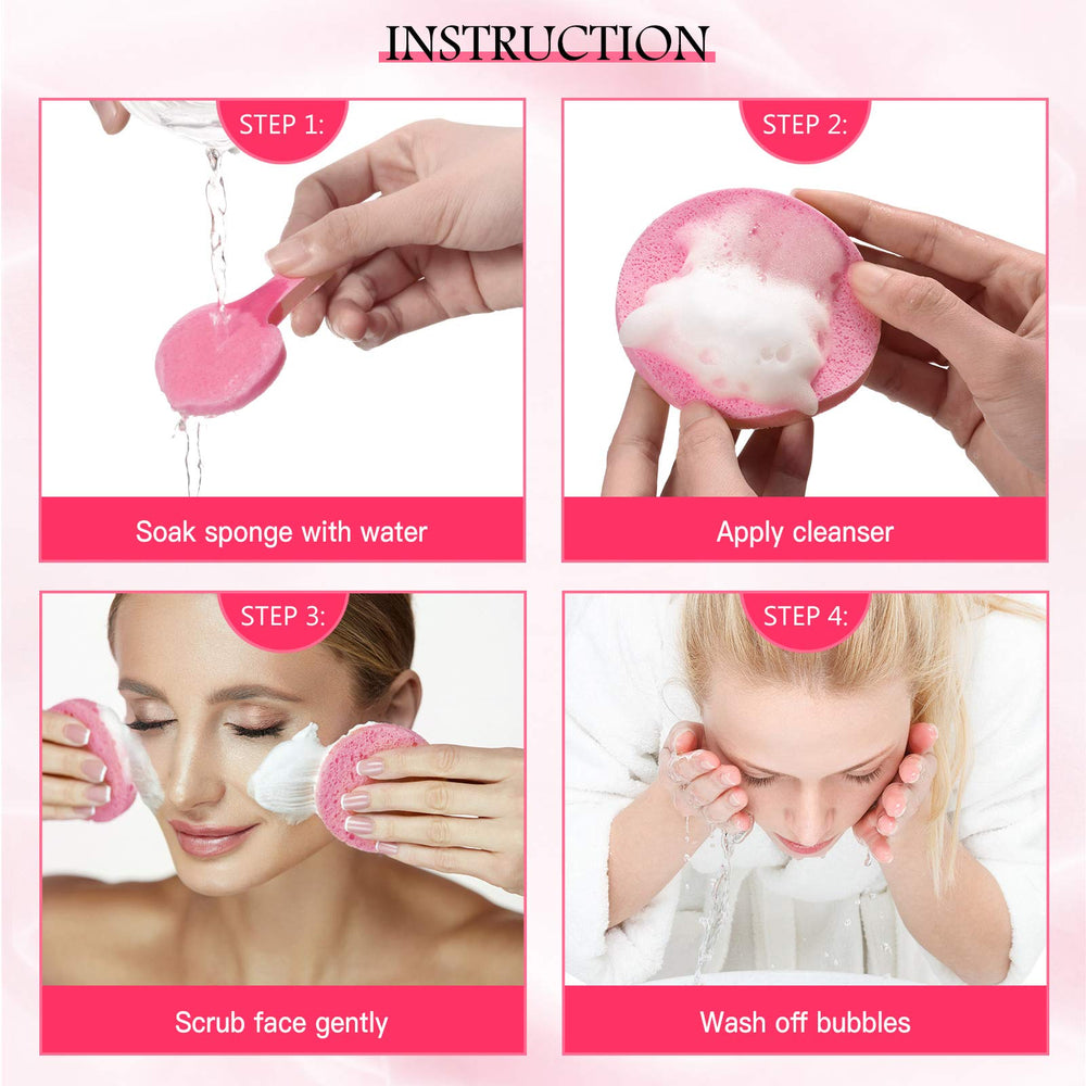 Patelai éponge visage nettoyage doux rose retire impuretés
