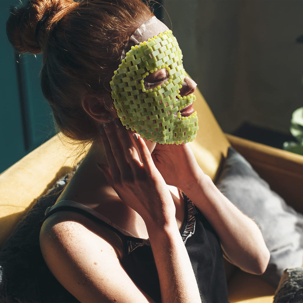 Masque Jade Patelai – étui portable et entretien facile.