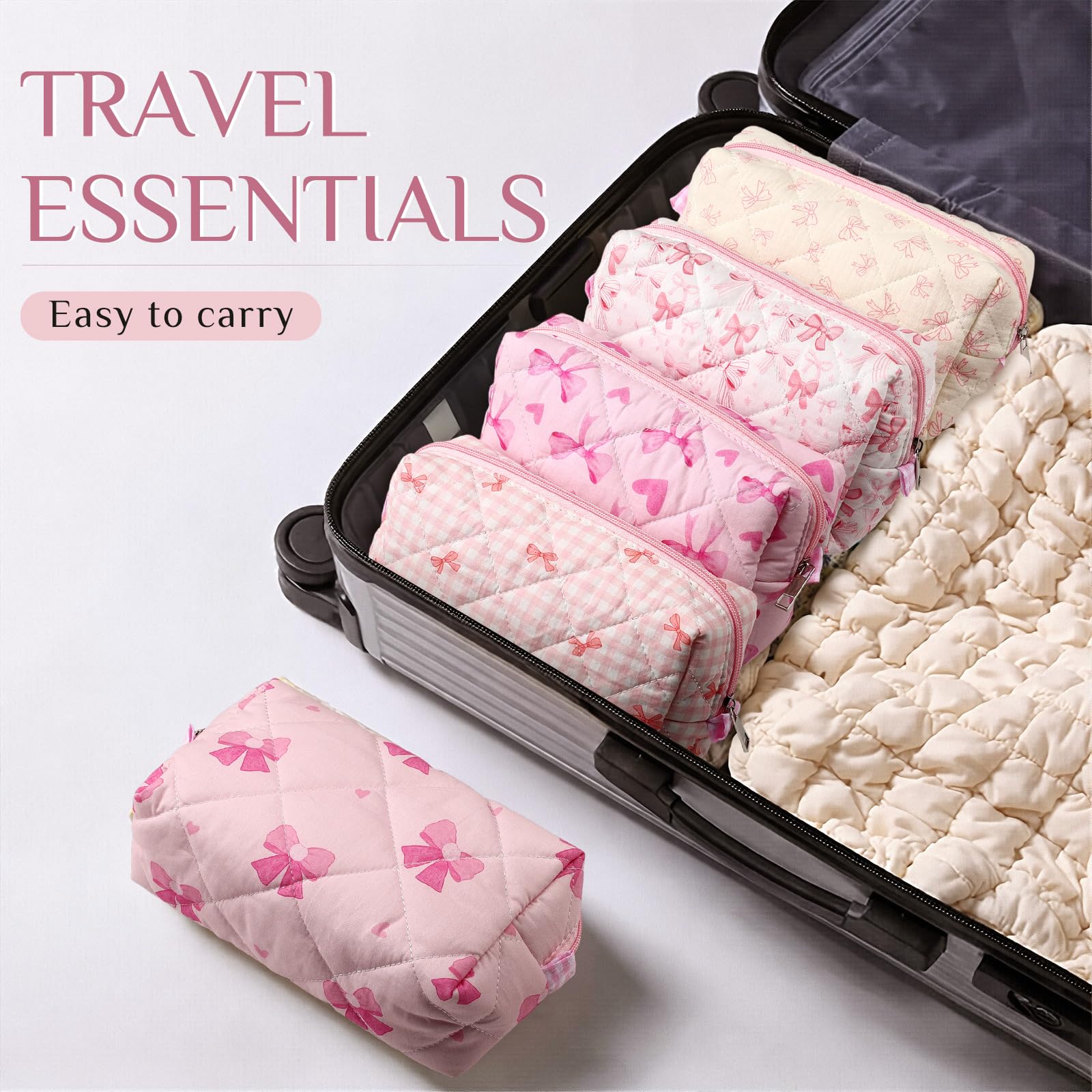 Paterr etui fermeture zip rose coquette, accès rapide à vos produits.