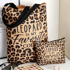 Paterr sac tote canvas imprimé léopard, durable et léger pour vos escapades.