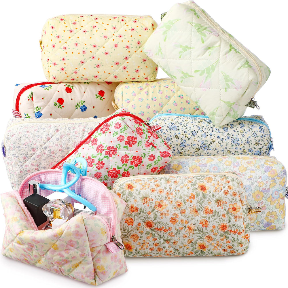 Paterr trousse maquillage florale en coton, rangement élégant pour vos essentiels.