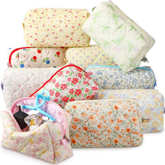 Paterr trousse maquillage florale en coton, rangement élégant pour vos essentiels.