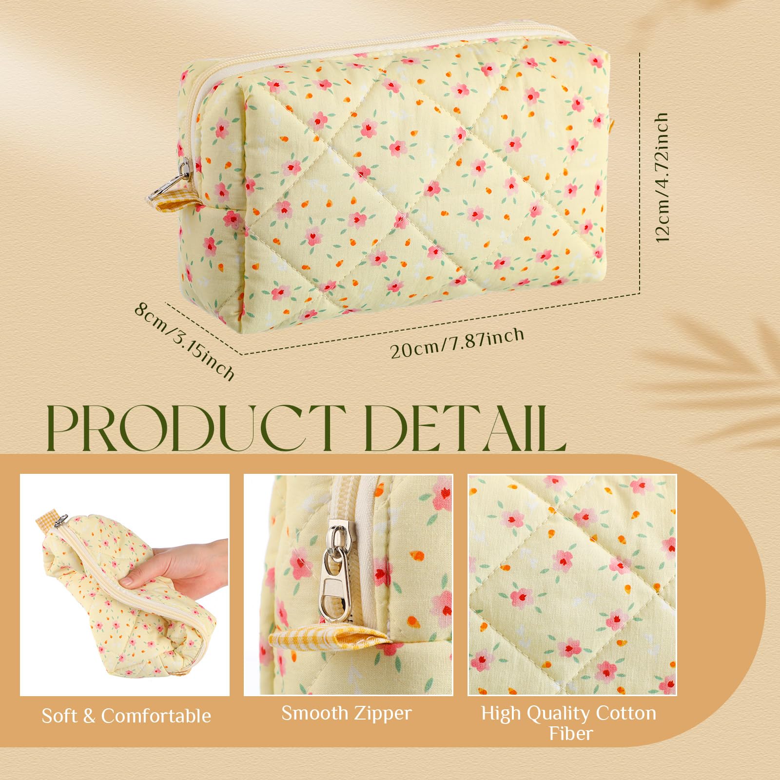 Paterr poche maquillage coton, format 20x12x8 cm pratique en voyage.