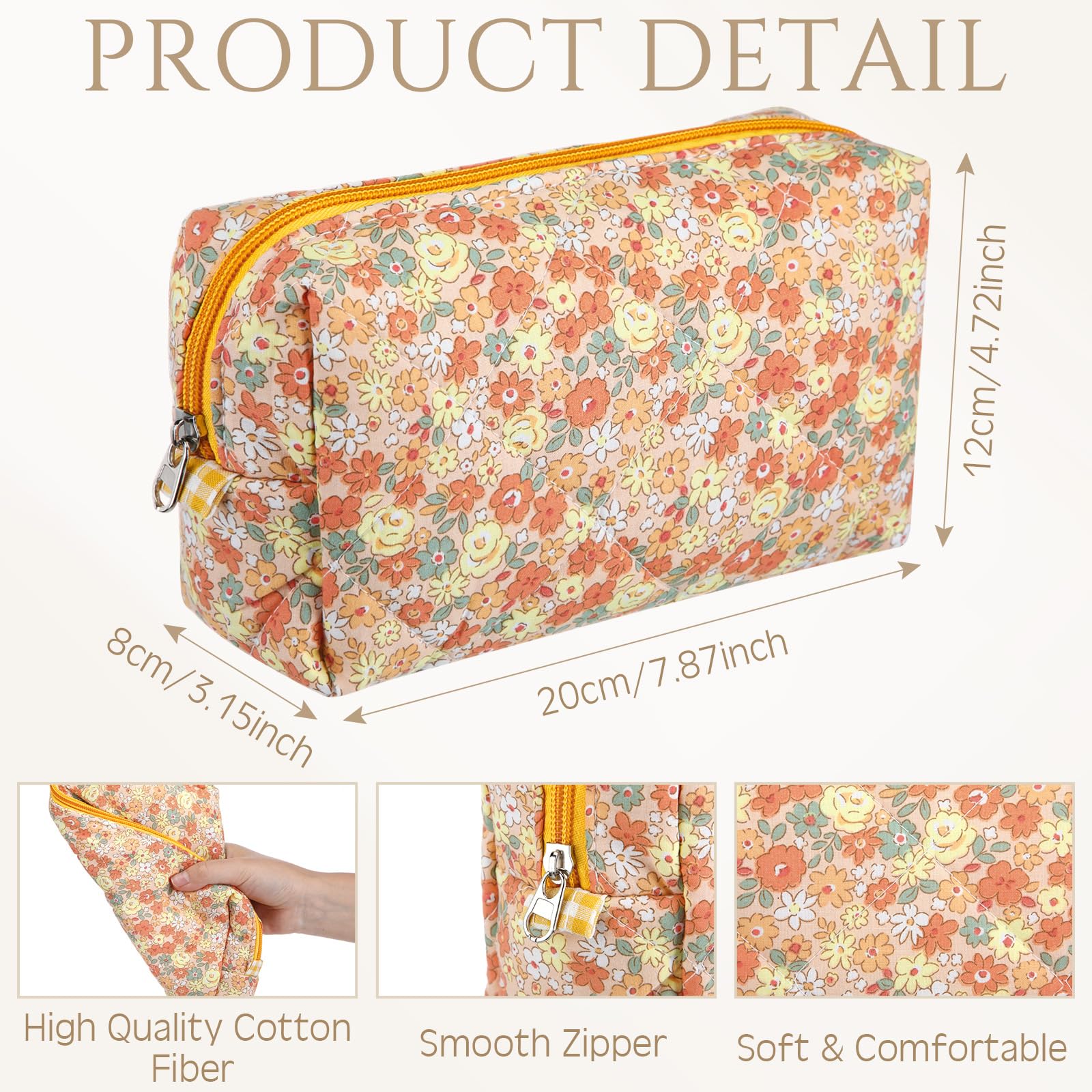 Paterr trousse maquillage fleur jaune, coton doux et résistance idéale pour l'usage quotidien.