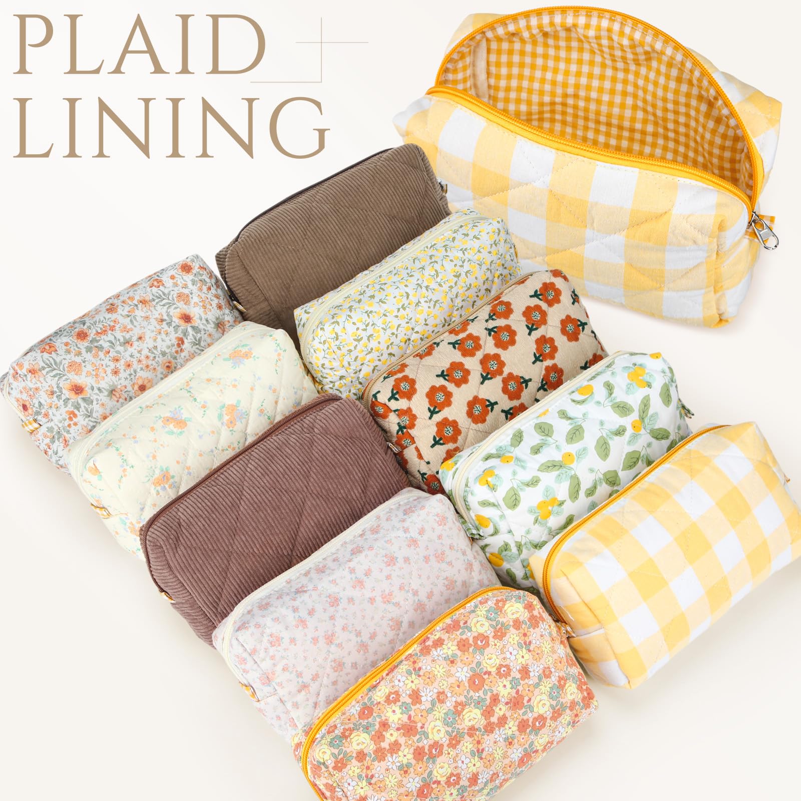 Paterr trousse quiltée jaune, compartiments faciles d'accès pour vos produits de beauté.