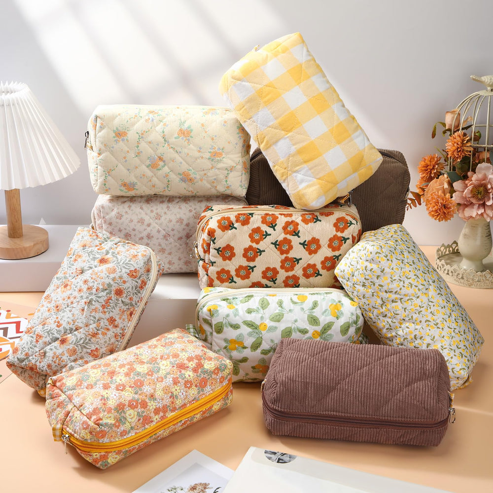 Paterr trousse jaune florale, idéale comme cadeau de mariage ou pour soi.