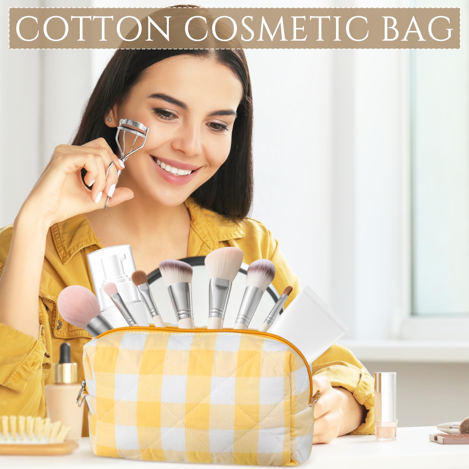 Paterr trousse maquillage florale, emballage sous vide et réutilisable.