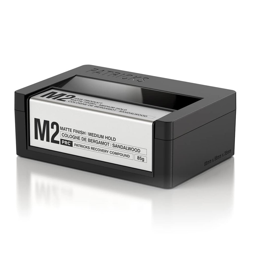 PATRICKS M2 Matte Pomade — emballage aux États-Unis et fabrication locale.
