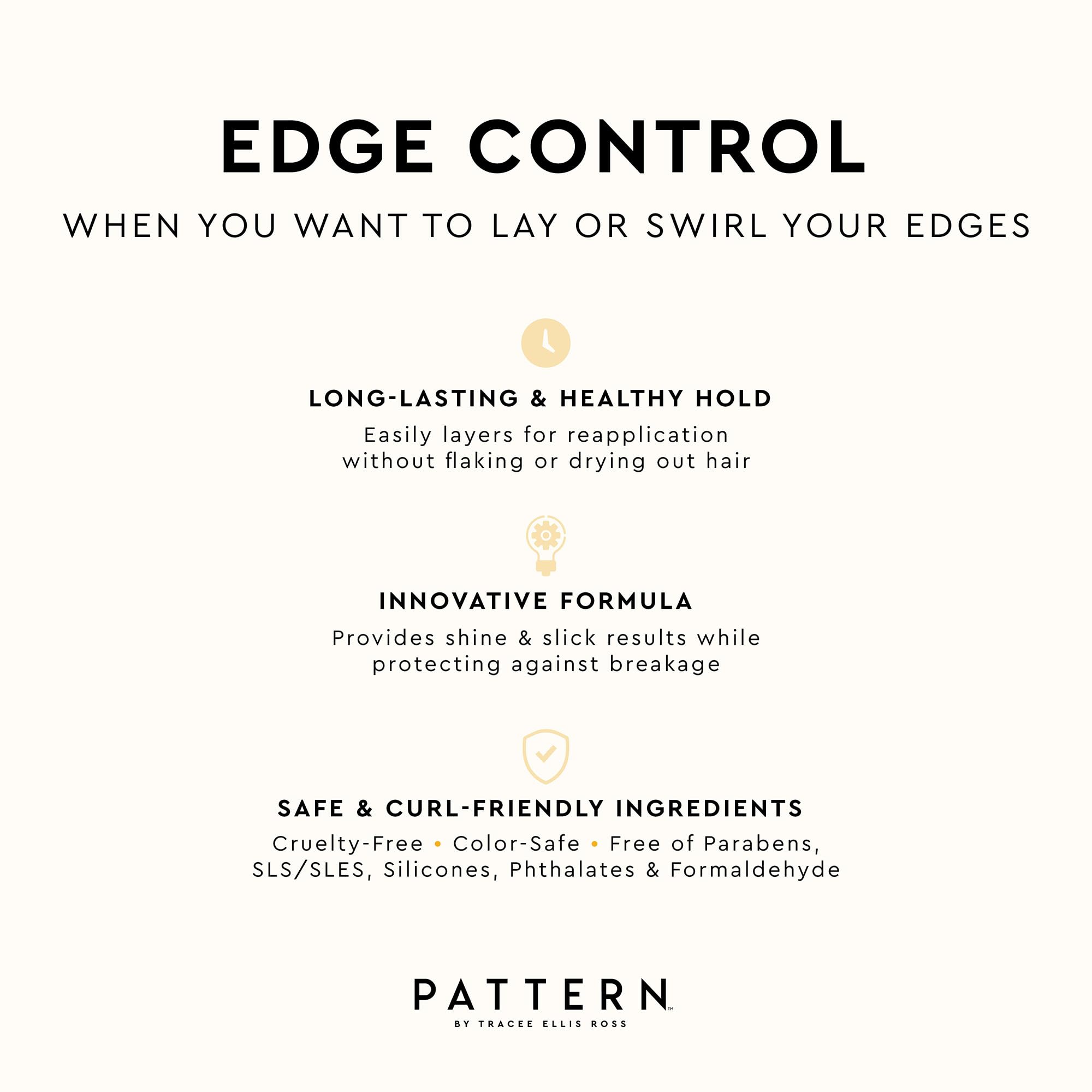 PATTERN Edge Control emballage élégant et pratique sur étagère.