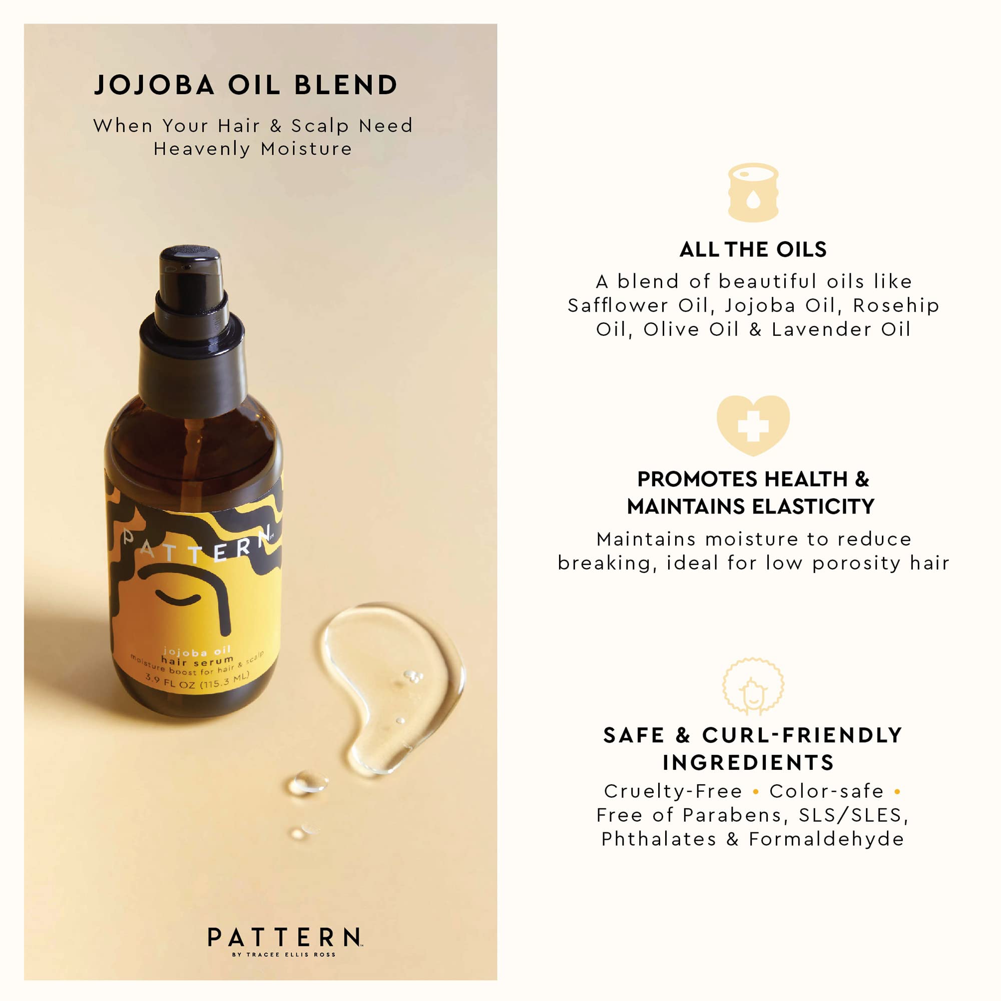 PATTERN huile carthame jojoba rose-musquée — nourrissante pour cheveux