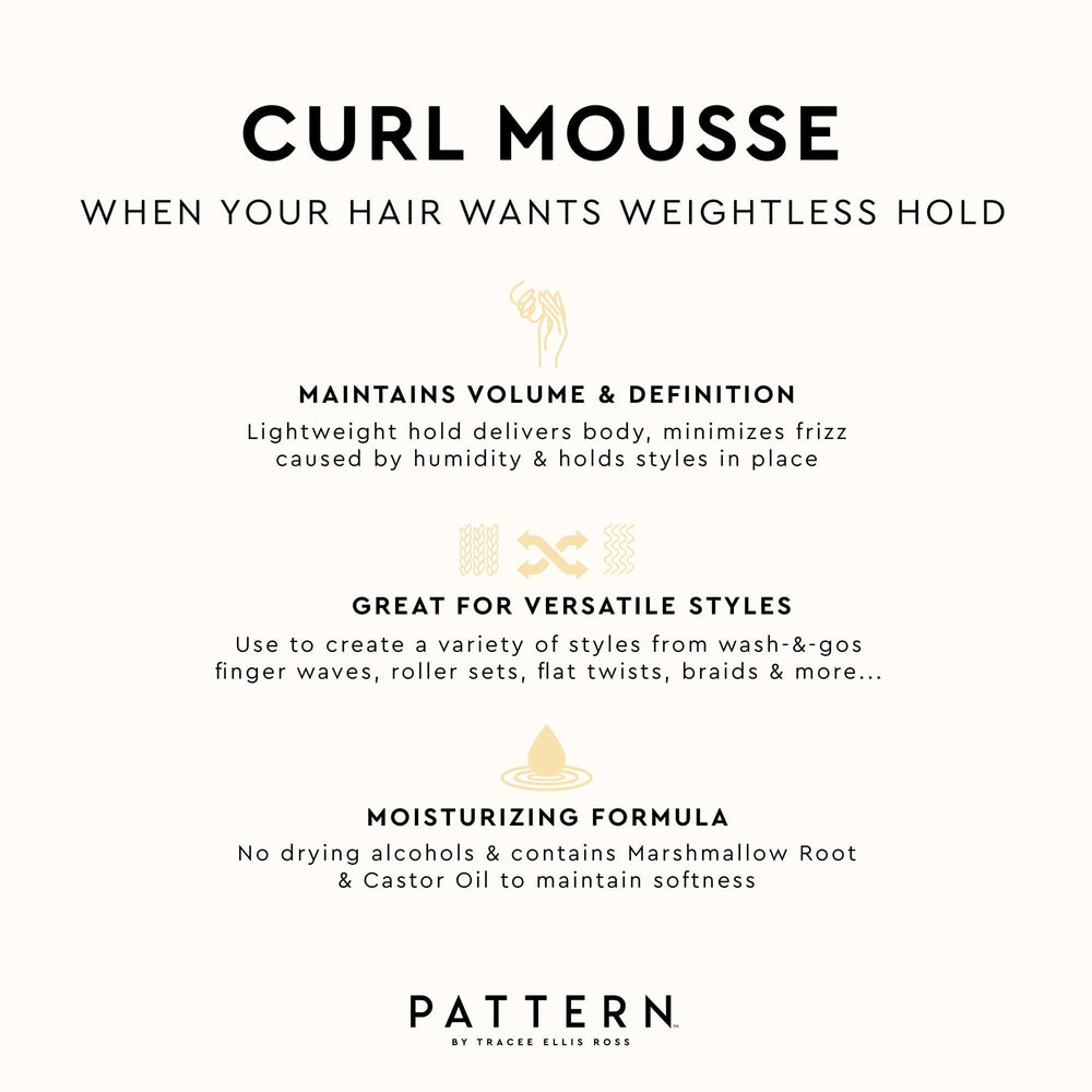 PATTERN Beauty Curl Mousse, idéale pour les styles protecteurs et cheveux 3a-4c.
