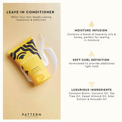 Soin PATTERN sur boucles — définition douce et texture légère après application.