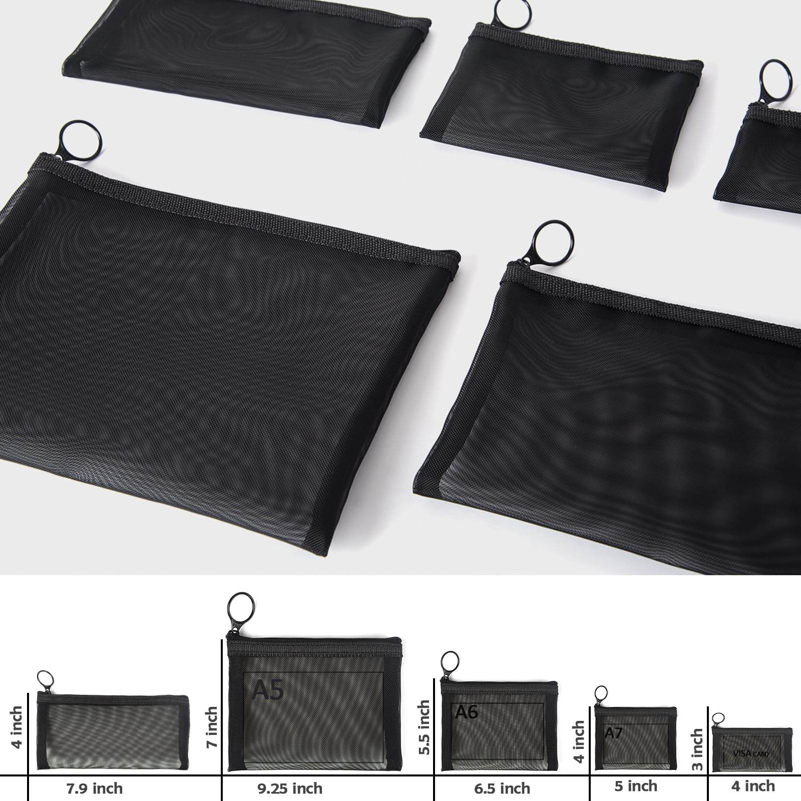 patu sacs-mesh fermeture-éclair petits objets: fermeture fiable pour petits objets.