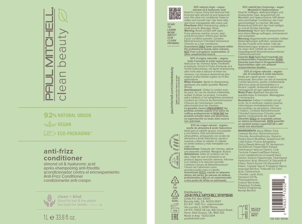 Paul Mitchell Beauté Propre: élasticité améliorée et démêlage facilité.