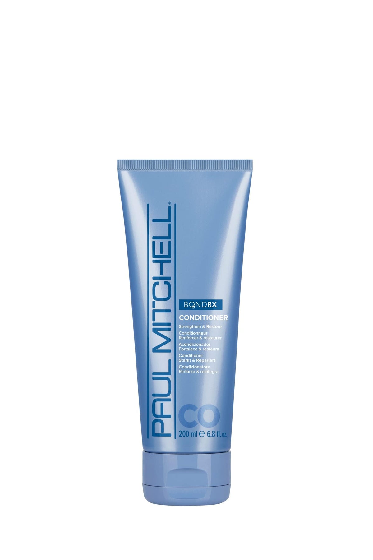 Bouteille Bond Rx de Paul Mitchell prête à restaurer les cheveux fragiles.