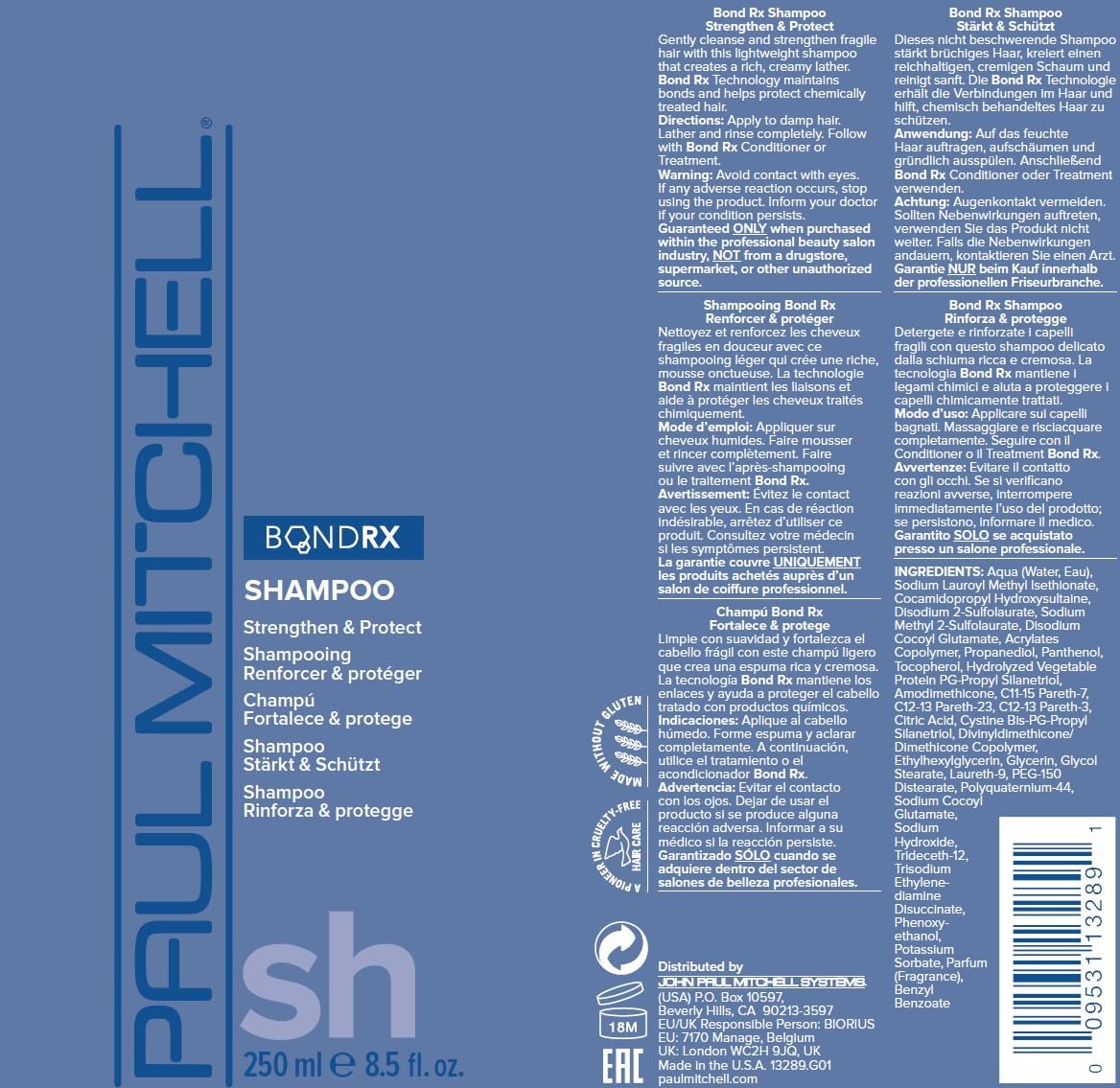 Paul Mitchell Bond Rx Shampoing : parfum chaleureux d'ambre et de santal.