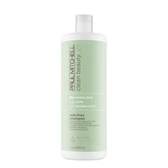 Paul Mitchell Clean Beauty Anti-Frizz Shampoo, bouteille, cheveux plus lisses et maniables.