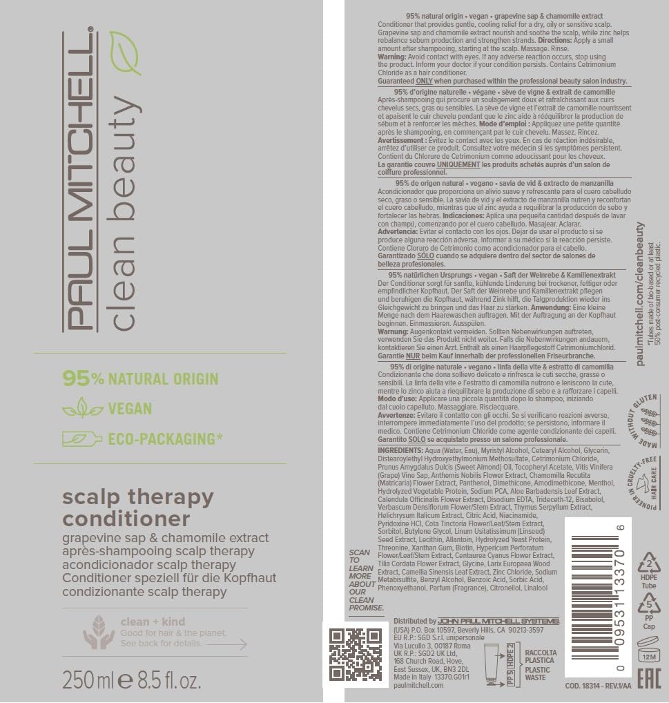 Paul Mitchell Clean Beauty Scalp Therapy Conditioner – sans lourdeur, n'alourdit pas les cheveux et apaise les sensations