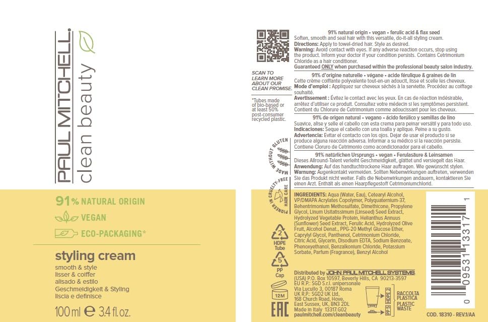 Paul Mitchell Clean Beauty Styling Cream – emballage biosourcé réduit plastique vierge
