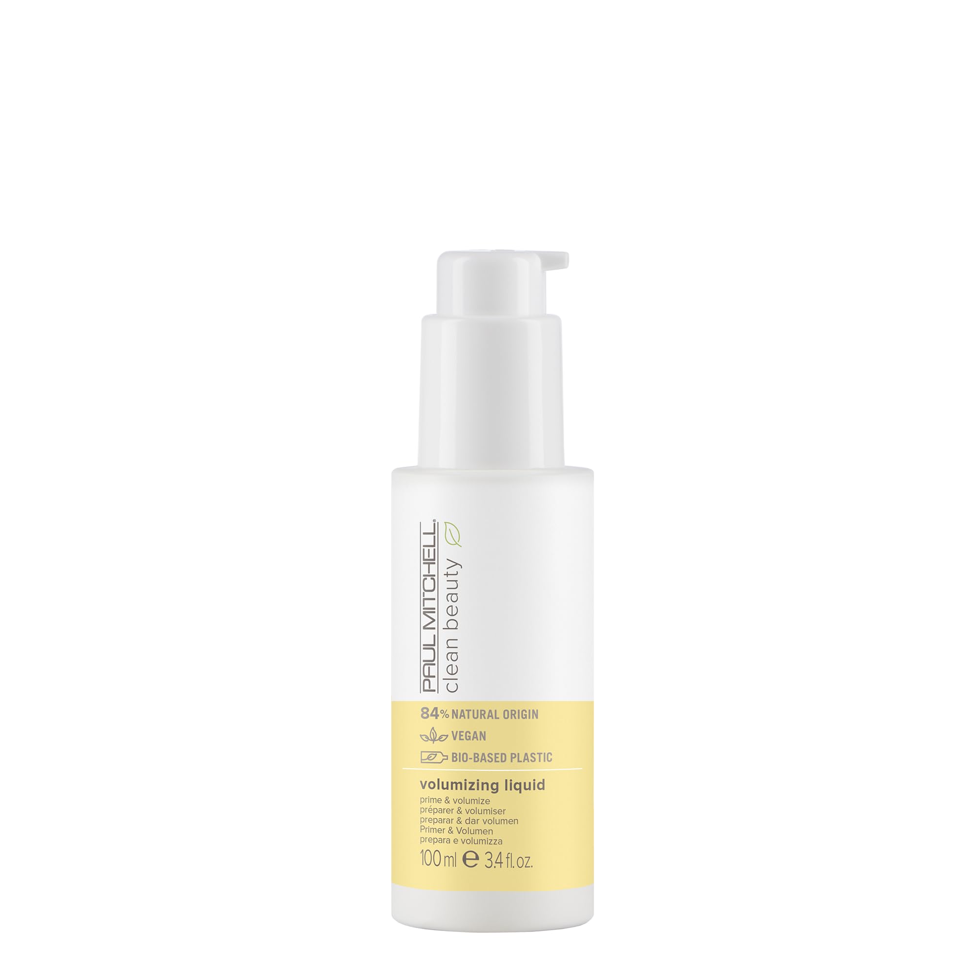 Paul Mitchell Clean Beauty Volume Liquide — flacon, application précise et volume accru.