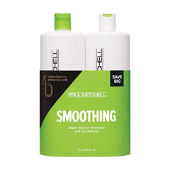 Ensemble duo lissant Paul Mitchell, emballage élégant, prépare une routine rapide et efficace.
