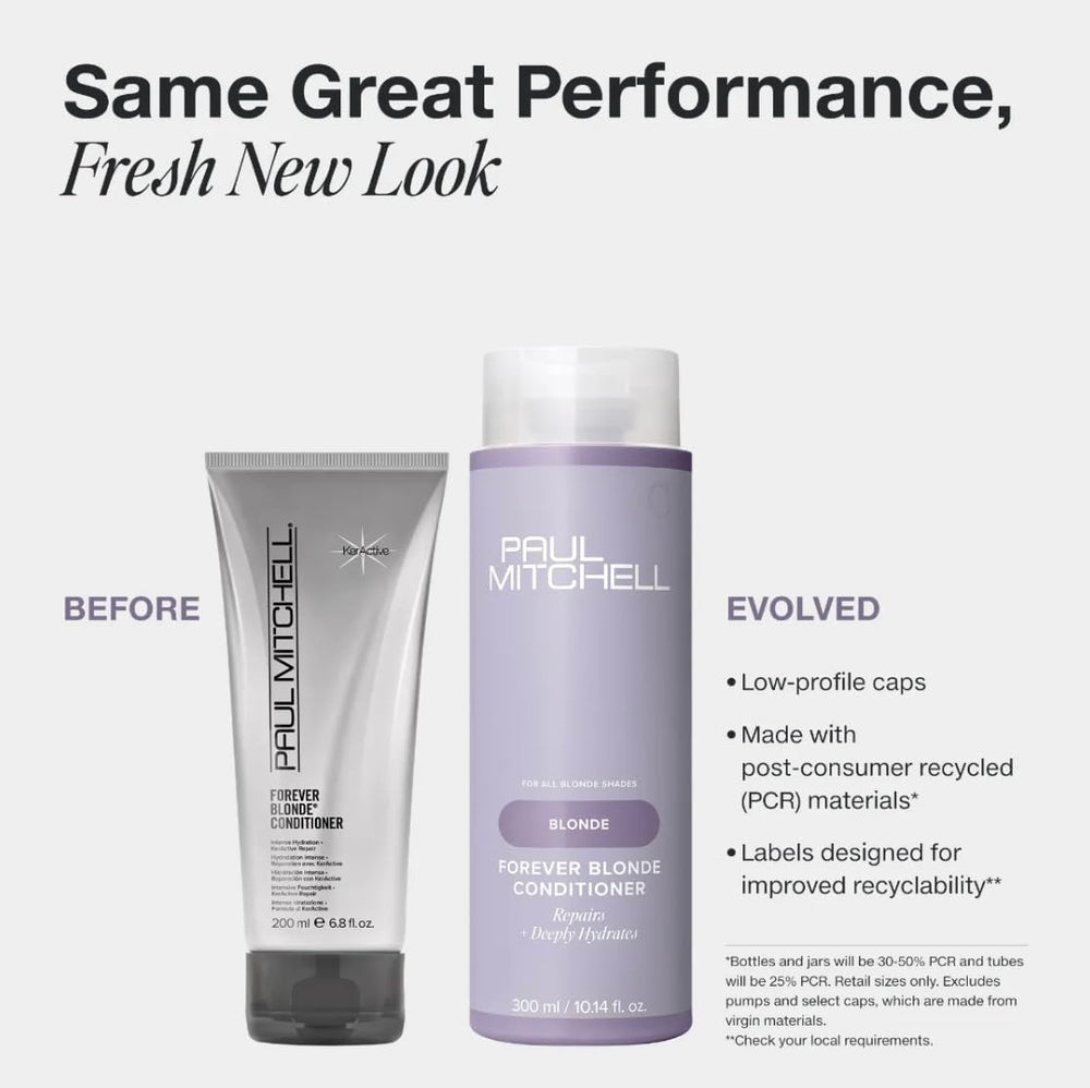 Bouteille d'Après-Shampoing Forever Blonde Paul Mitchell pour démêler et hydrater les blonds.