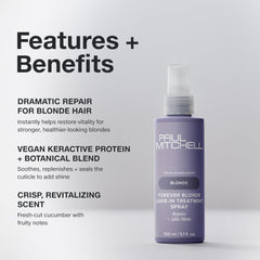Paul Mitchell Forever Blonde protège la cuticule et apporte douceur durable.