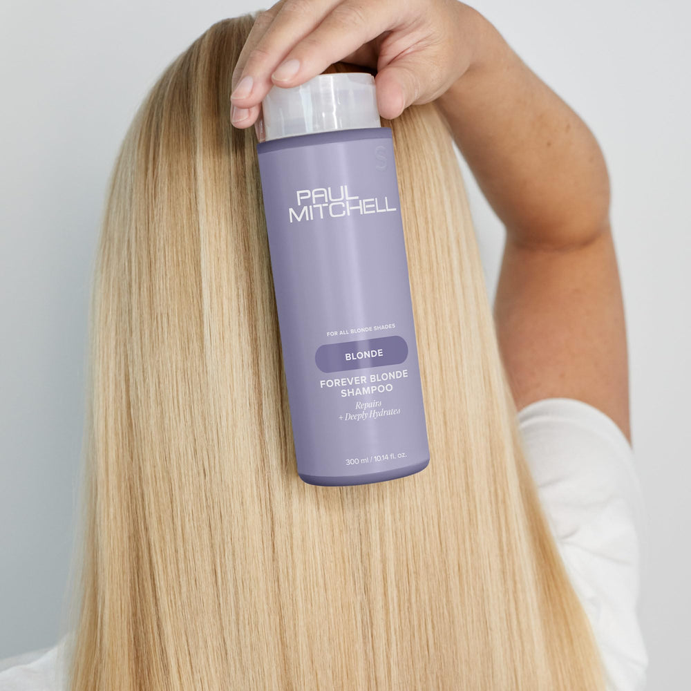 Paul Mitchell Forever Blonde Shampoo – cheveux blonds lumineux et revitalisés après lavage.