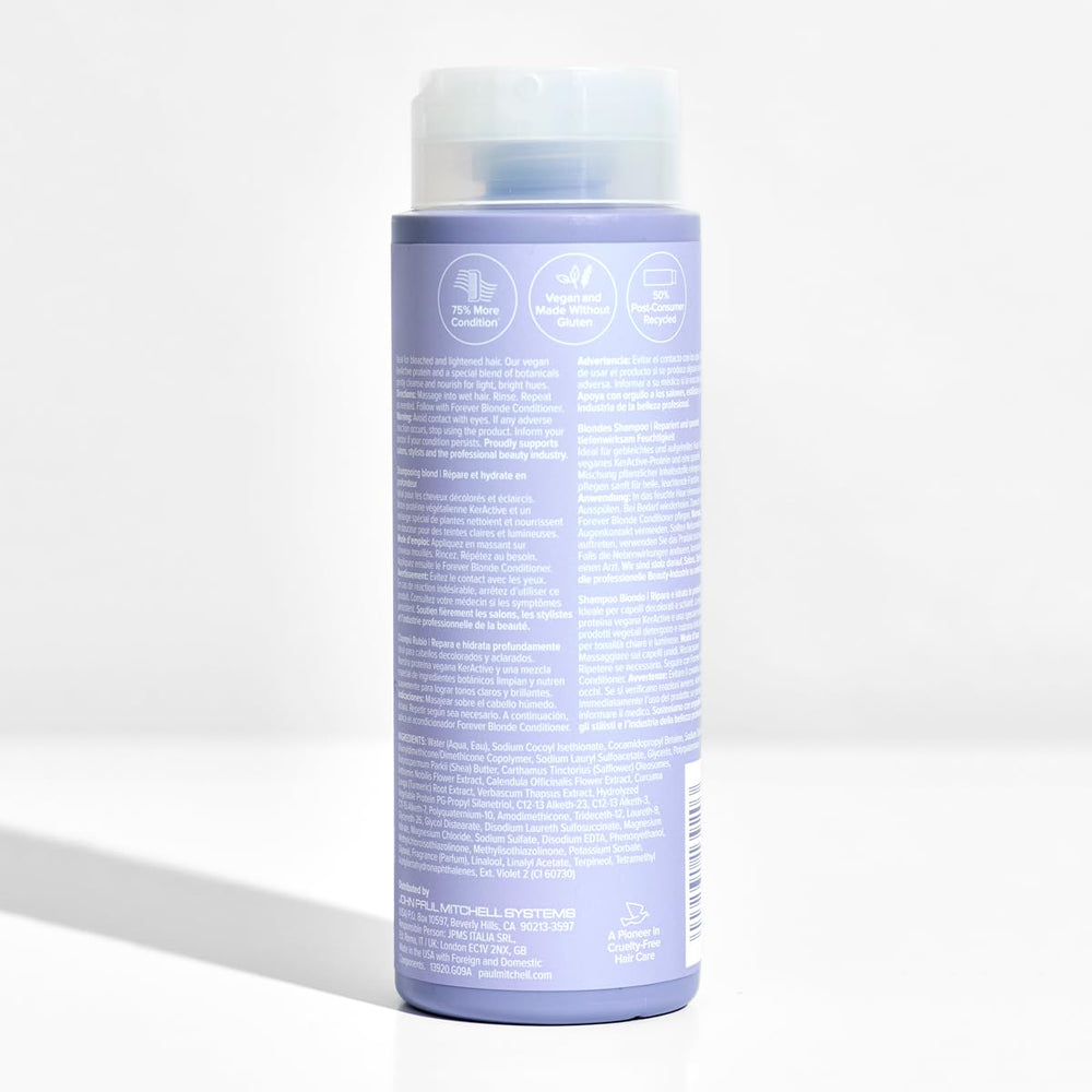 Paul Mitchell Forever Blonde Shampoo – convient pour cheveux décolorés afin de maintenir la luminosité.