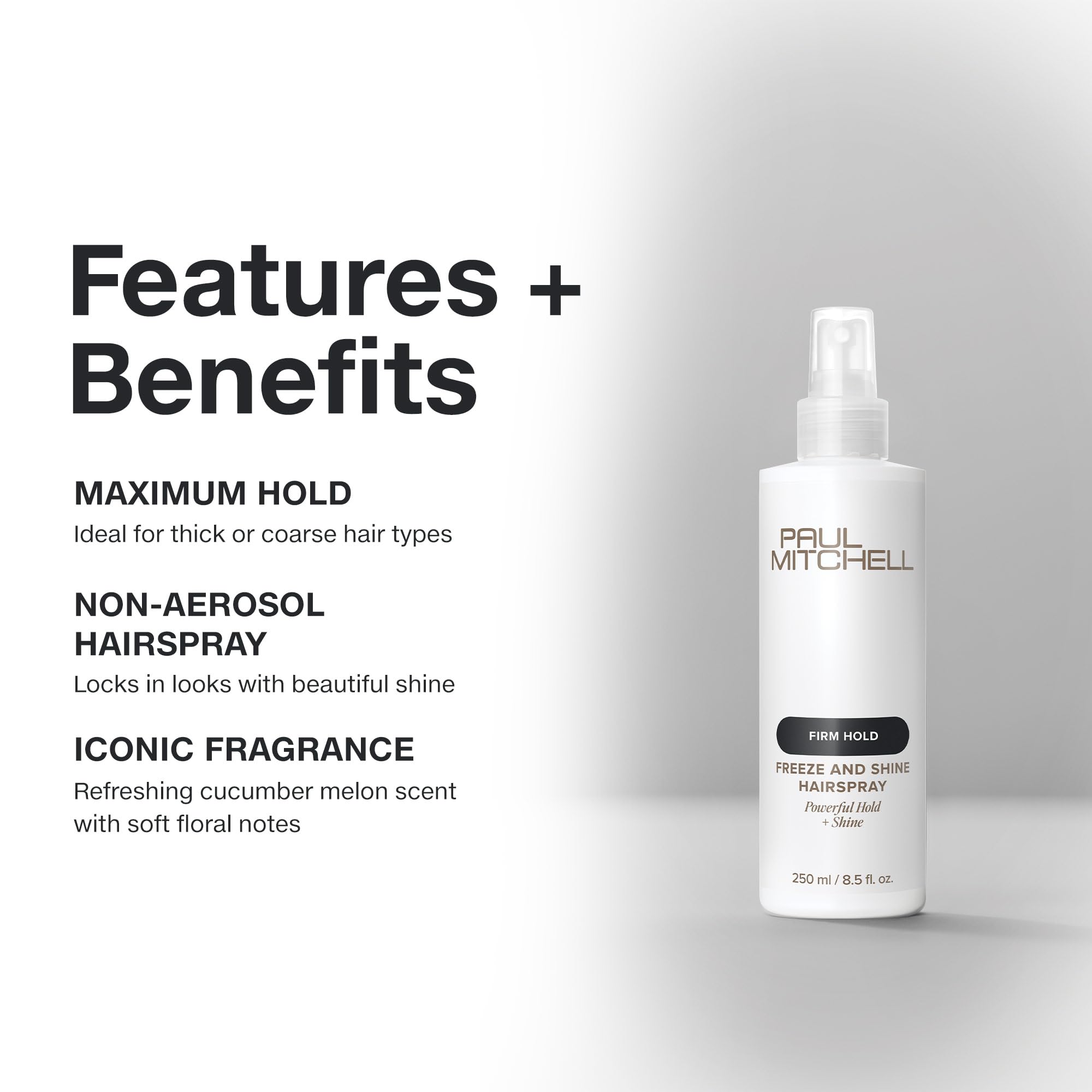 Paul Mitchell Freeze et Brillance Hairspray — fixation ferme pour cheveux épais.