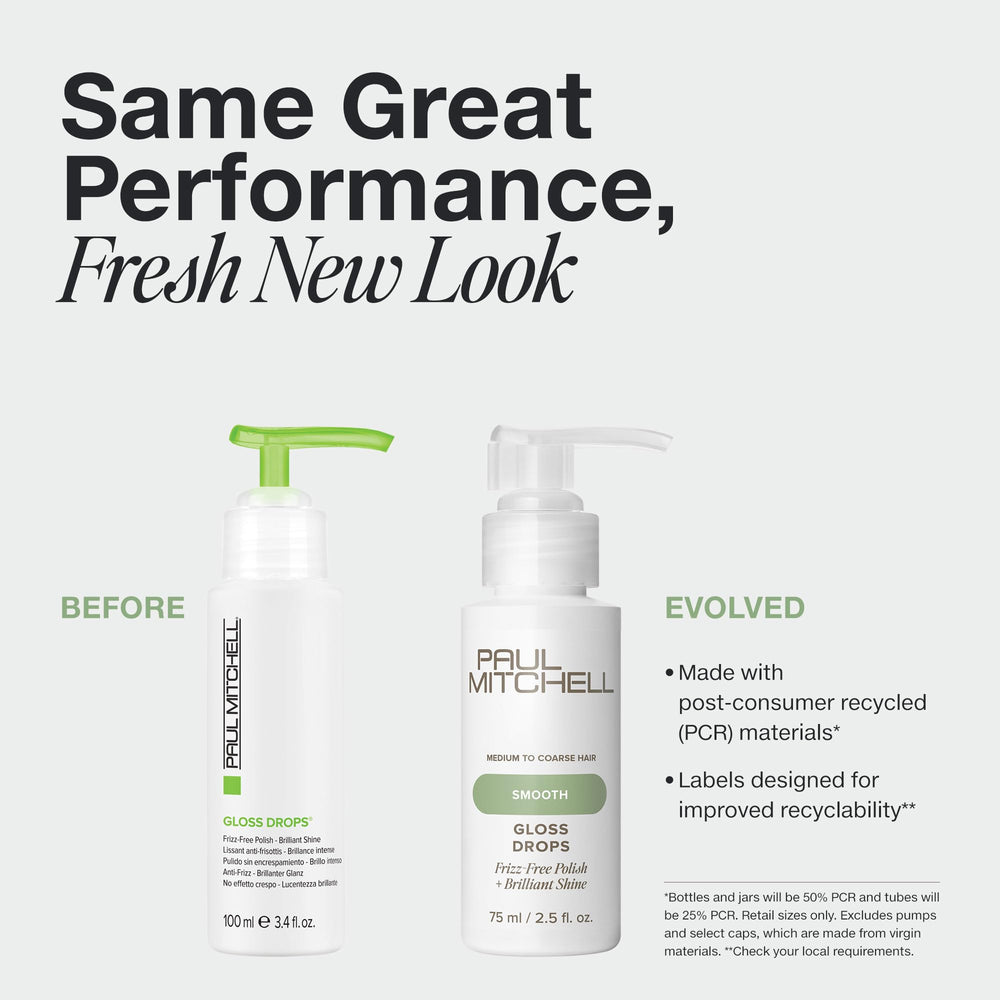 Goutte Paul Mitchell Gloss Drops pour brillance durable.