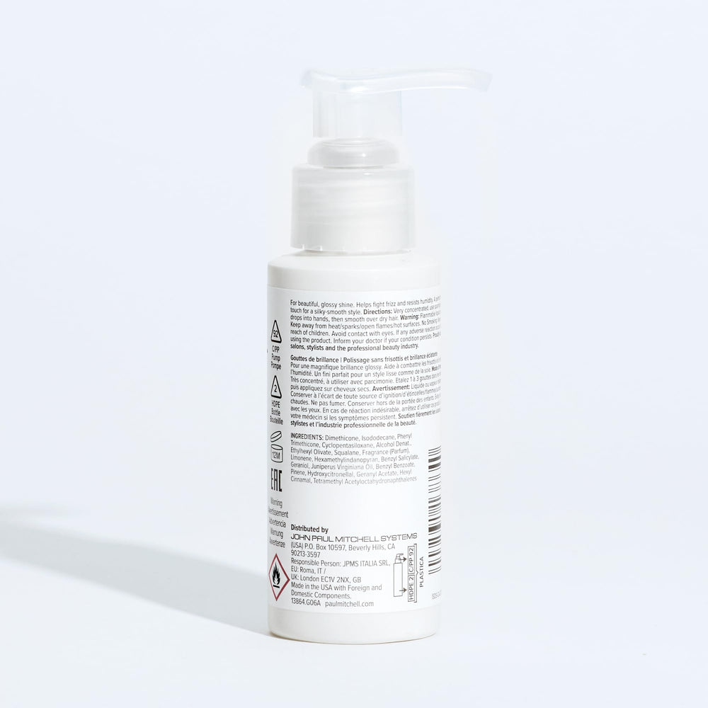 Petite quantité suffit pour Paul Mitchell Gloss Drops et brillance durable.