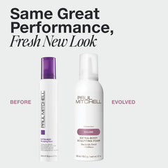 Application sur cheveux humides avec la mousse pour plus de volume.