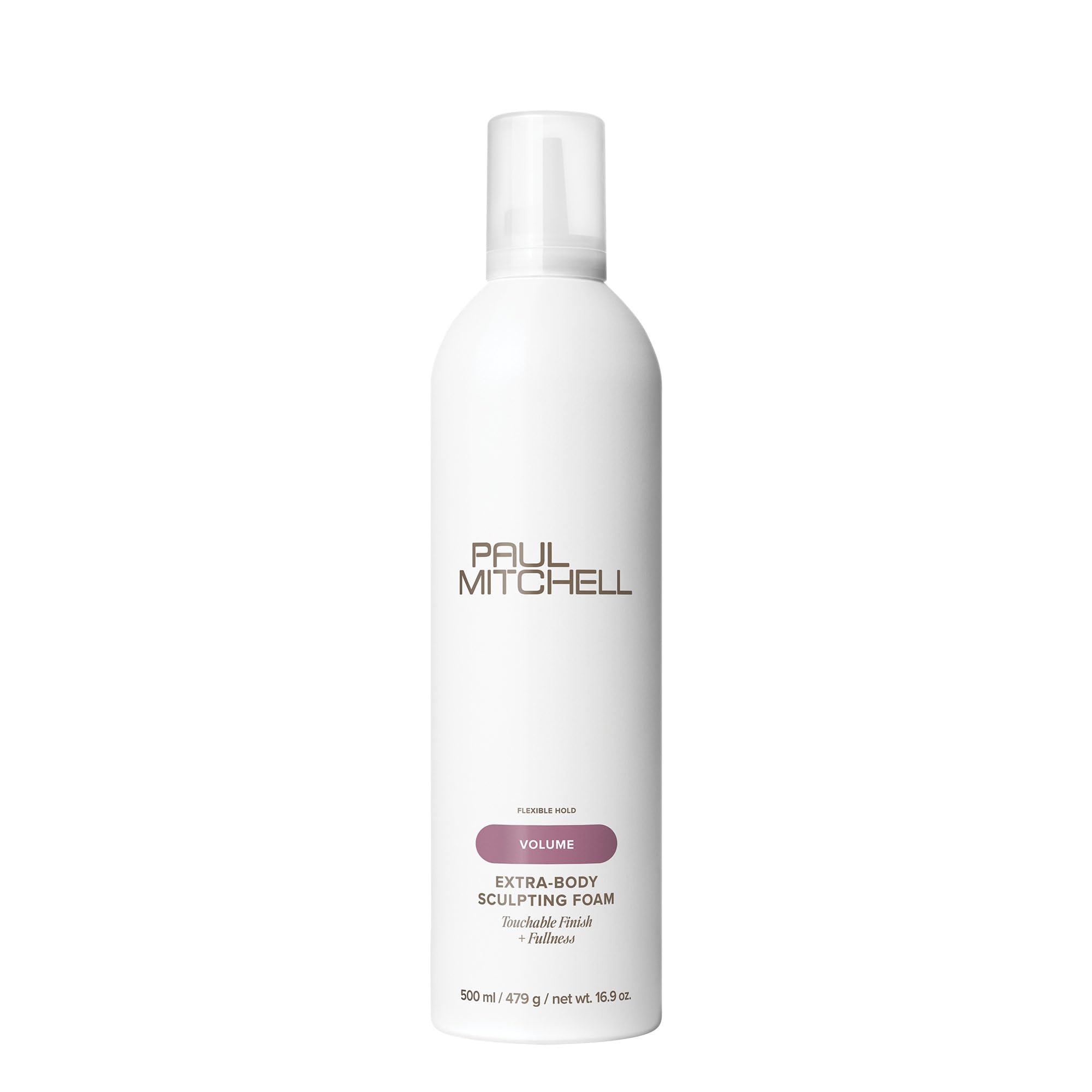 Paul Mitchell Extra-Body Mousse, flacon présenté, volume durable et brillance naturelle.