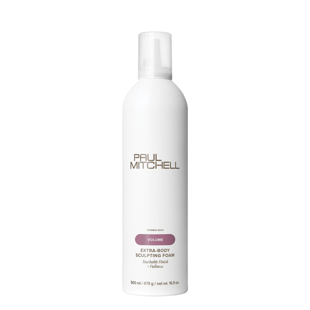 Paul Mitchell Extra-Body Mousse, flacon présenté, volume durable et brillance naturelle.