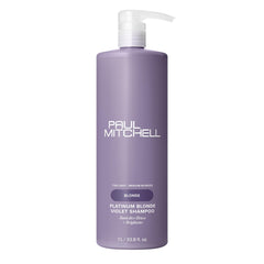 Shampooing violet Paul Mitchell, bouteille: élimine les tons bruns et ravive les blondes.