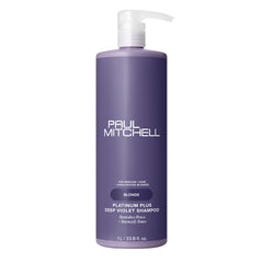 Shampooing Paul Mitchell Platinum Plus Deep Violet, bouteille prête pour tonifier les reflets blond