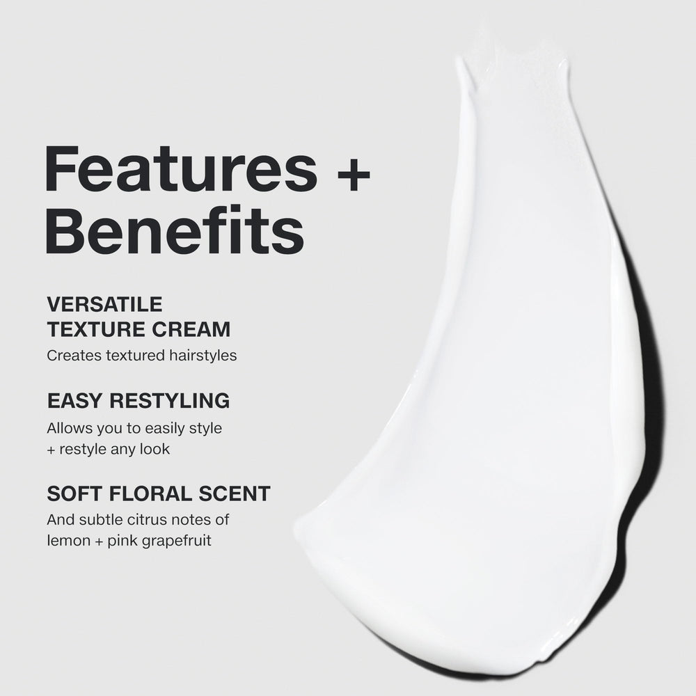 Paul Mitchell Re-Works texture avant/après montrant un look flexible et durable.