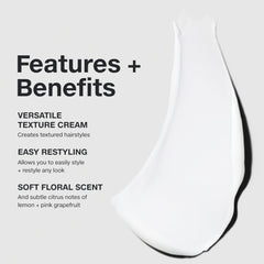 Paul Mitchell Re-Works texture avant/après montrant un look flexible et durable.